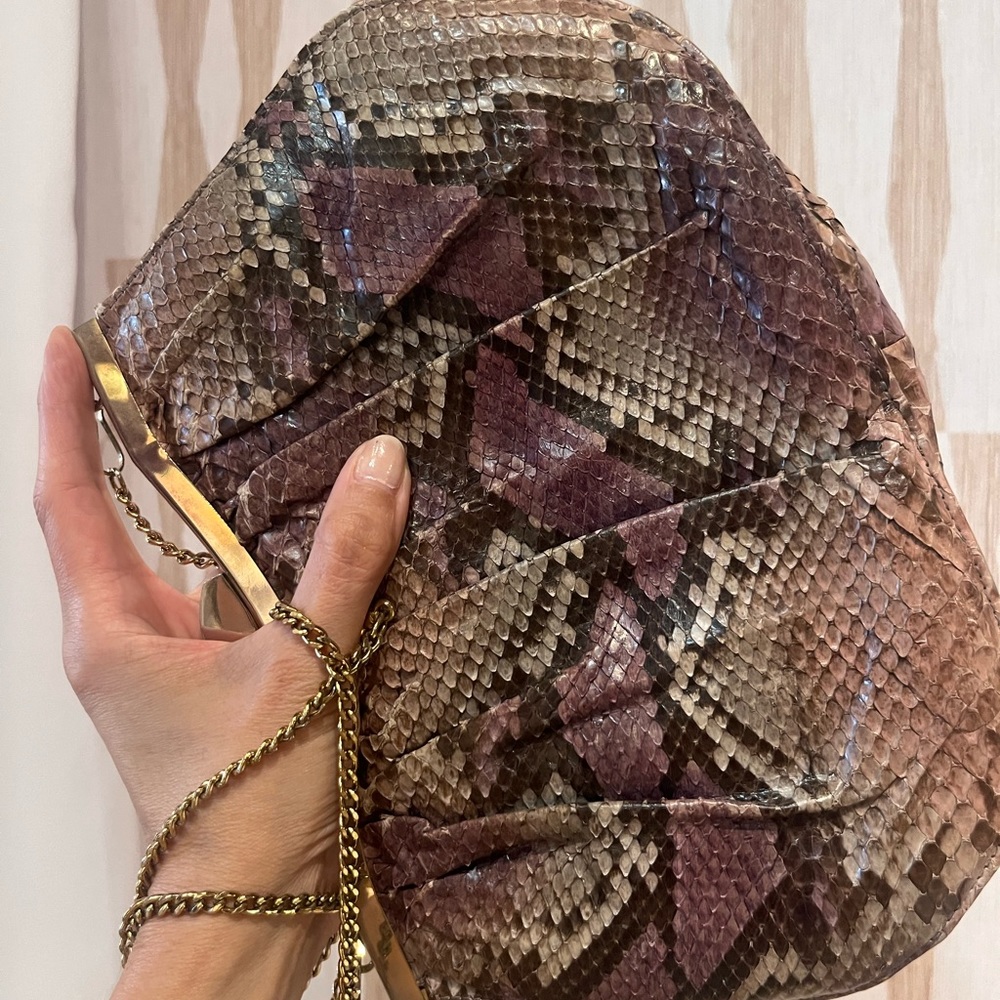Vintage Purse date night Snakeskin reptile hot wedding unique clutch chain strap
